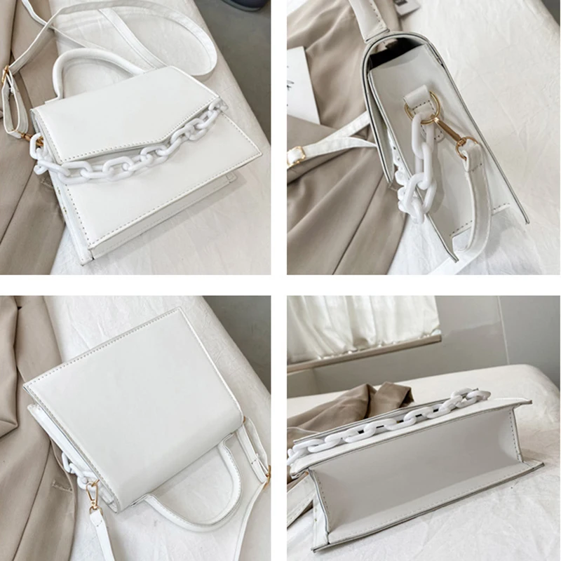 

New Chain Shoulder Bag Designer Handbags For Ladies Solid Color Crossbody Bags For Women Fashion Female Small Flap Handle Bag