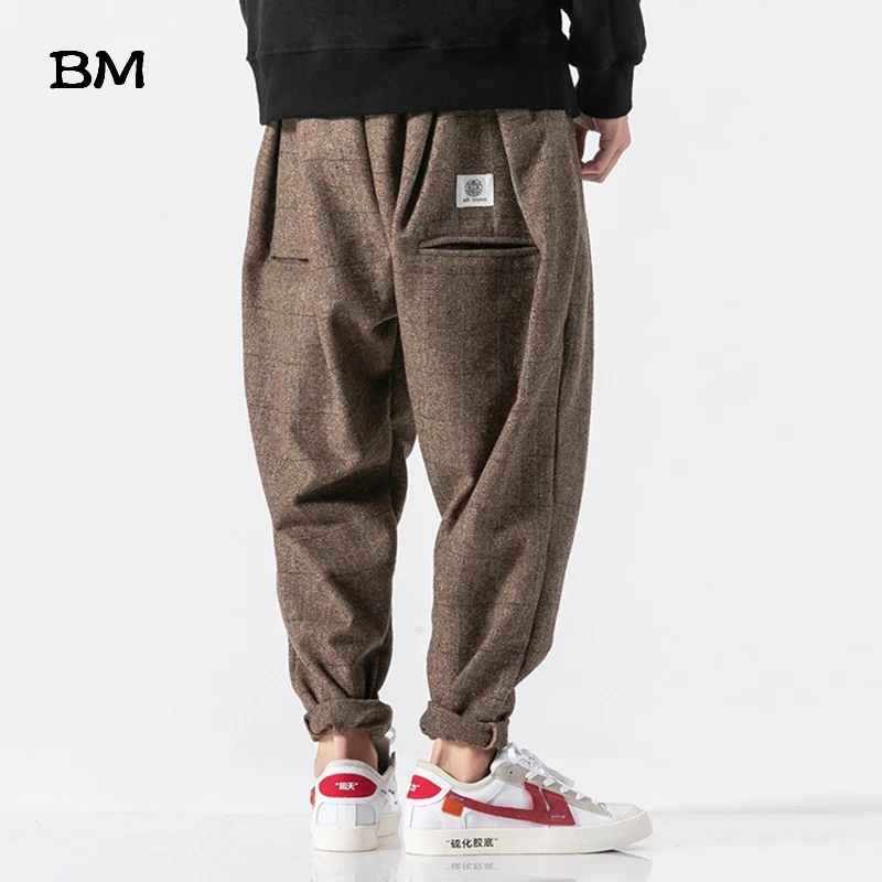 Winter Casual Harem Pants 2019 Streetwear Fashions Big Size Korean Joggers 5XL Hip Hop Plaid Trousers Harajuku Clothing Plus | Мужская