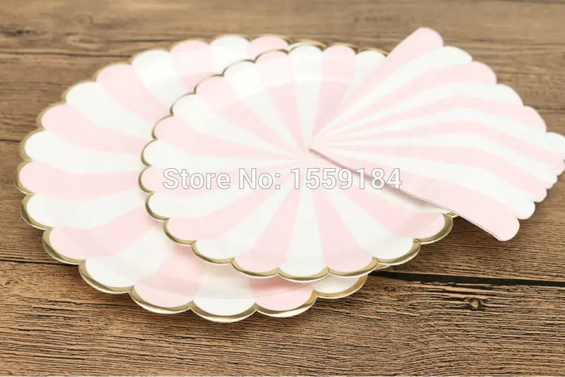 Meri Party Tableware Set Light Pink with Foil Gold Paper Cups Plates Napkins for Birthday Baby Shower 46pcs/lot | Дом и сад