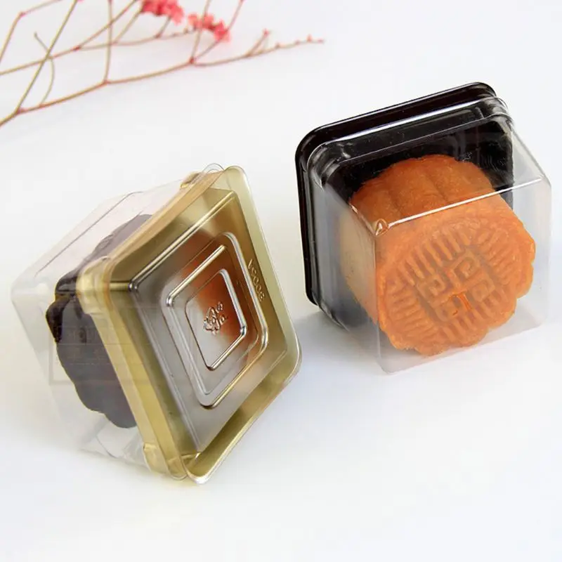 

50 Pcs Mini Square Moon Cake Container Trays Packaging Box Holder Wedding Party Favor Boxes 50g Mooncake Egg-Yolk Box