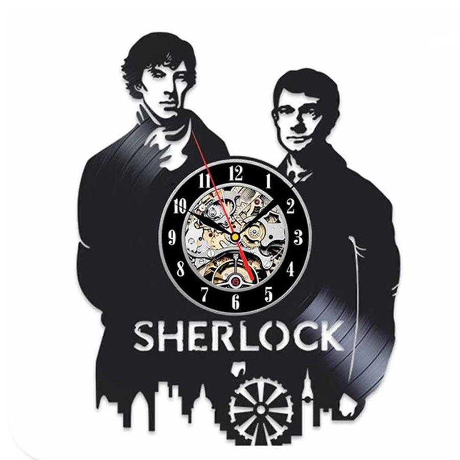Настенные виниловые часы с изображением Шерлока Холмса|Настенные часы| |
