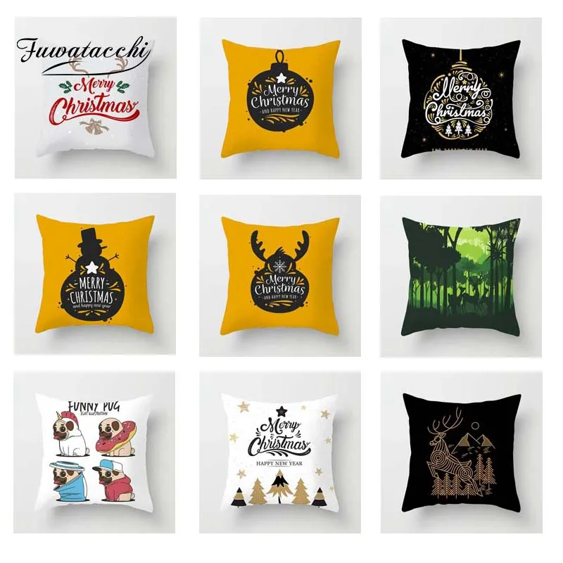 Рождественская мультяшная наволочка Fuwatacchi мягкая декоративная подушка с