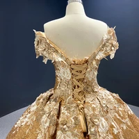 J66536c Jancember Gold Evening Dress 2020 Off The Shoulder Appliques Ball Gown Swollen Formal Dresses