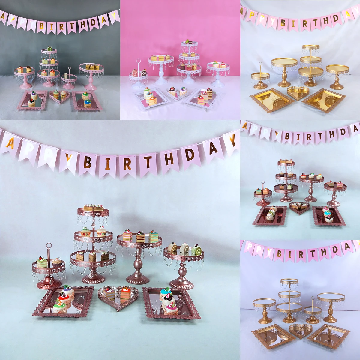 7 шт. зеркальный металлический розово золотой стенд для торта на свадьбу день