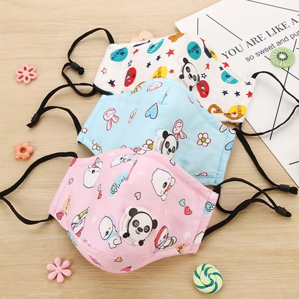 Милая зимняя детская маска PM2.5 с дыхательным клапаном милая мультяшная панда