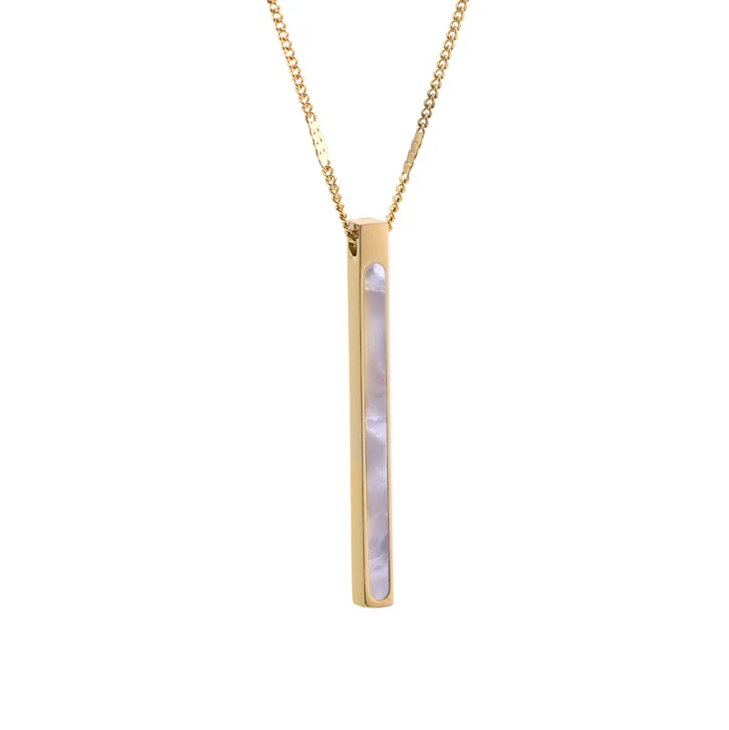 

Gold Geometric Rectangle Shell Pendant Necklaces Stainless Steel for Woman Anniversary Valentine's Day Present