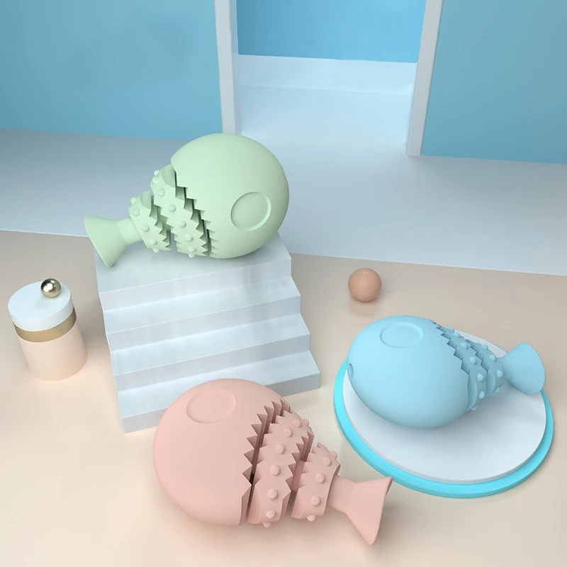 

New Fishbone Shape Pet Products Dog Chewing Molars Cleaning Teeth Dog Puzzle Leaky Food Cat Dog Toys TPR Outdoor Throwing Toys
