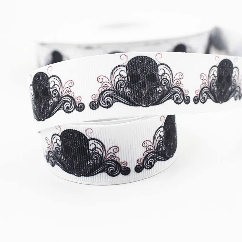 Корсажная лента с принтом черной головки 75/38/25/22/16/9 мм 10/25/50 ярдов декоративные