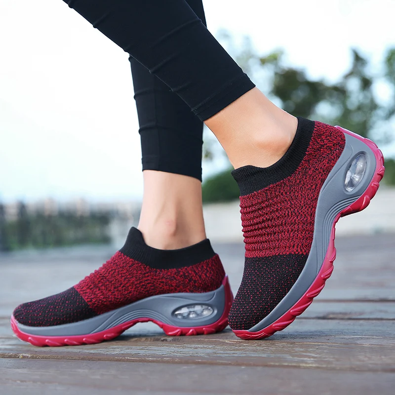2021 Spring Summer Women Casual Shoes Fashion Sneakers Mesh Breathable Women's Platform Tennis Sock Shoes