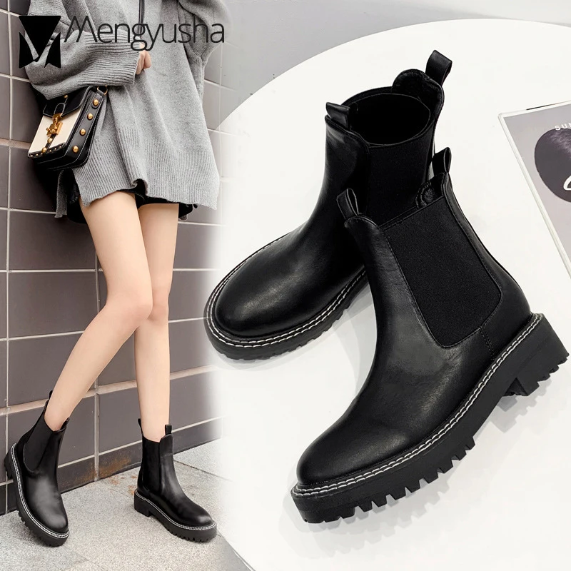 Утепленные на толстой подошве пинетки mujer зимние женские эластичные низком