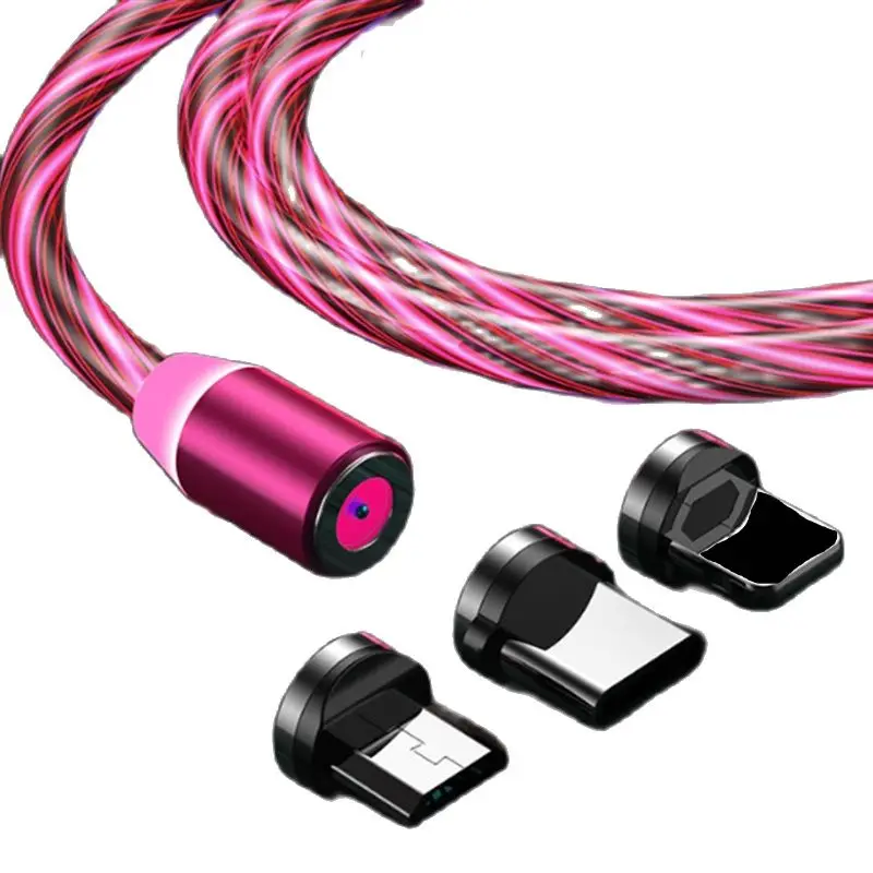 Фото Лидер продаж Светодиодный светящийся USB-кабель с подсветкой магнитный для iPhone 12 XR