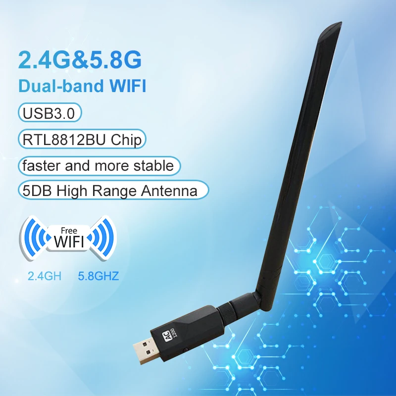 USB 3 0 1200 Мбит/с Wifi адаптер двухдиапазонный 5 ГГц 2 4 802.11AC RTL8812BU антенна донгл сетевая