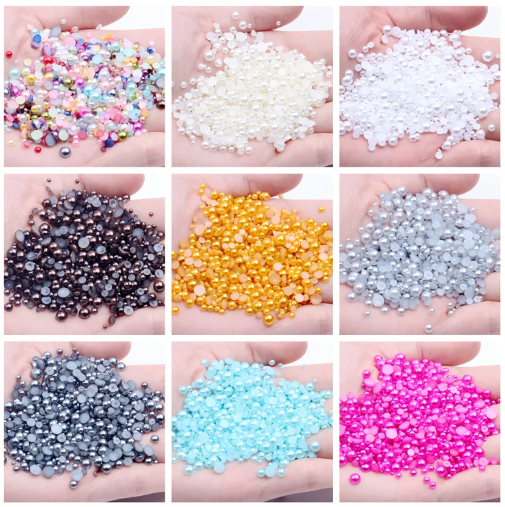 Многоразовые все цвета полукруглый жемчуг клей на Стразы кристалл без горячей