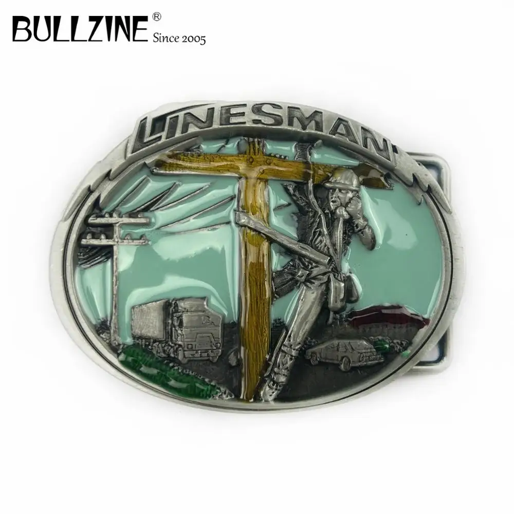 В Bullzine Модные линии человек пряжки ремня с оловянной отделкой FP-02734 подходит для