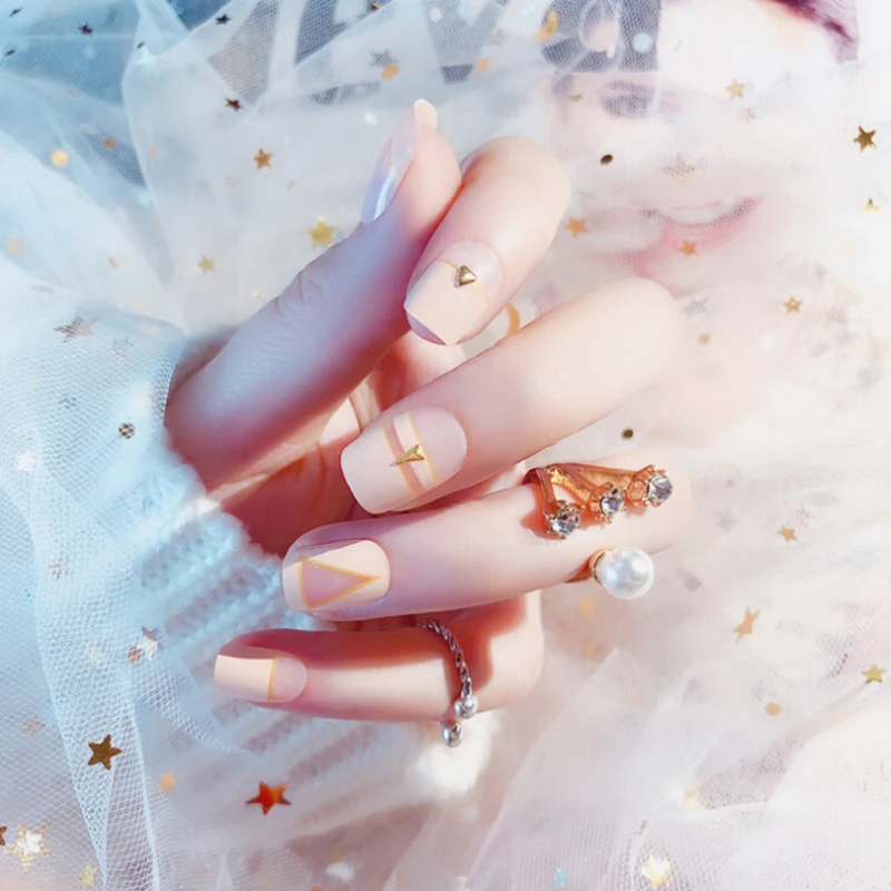 Ногти заклепки Дизайн полное покрытие накладные ногти с 2g клей 24 шт./компл.