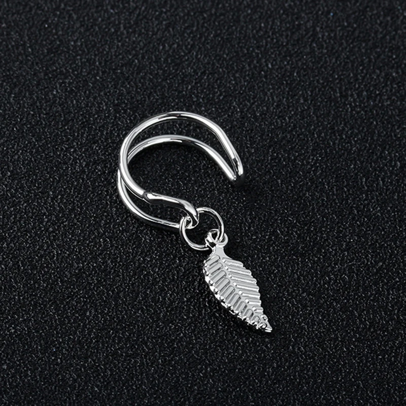 

1pc New Ear Clip Leaf Pendant Drop Dangle Women Hoop Cuff Earrings Punk Jewelry Cool Casual Fashion Aolly Ear Stud Hip-hop