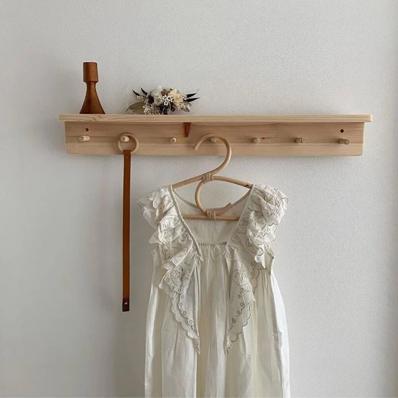 

4Pcs Rattan Clothes Hanger Nordic Style Kids Garments Organizer Rack Children Hanger Kids Room Decor Hangers for Clothes