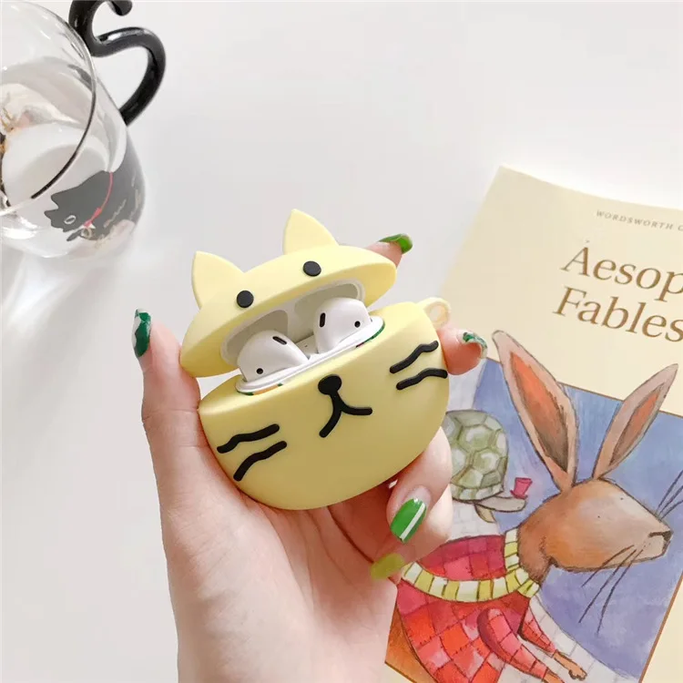 Милые 3D Мультяшные наушники для Apple AirPods с бородой кошкой мяуком чехол Airpods 2