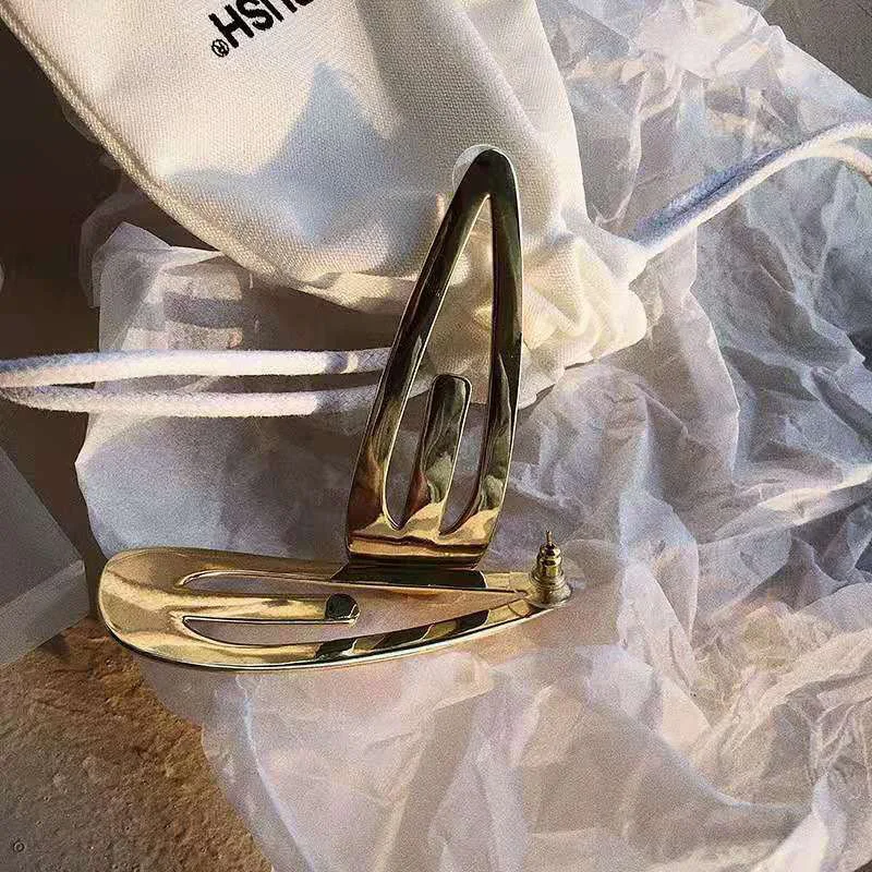 

925 Silver Needle Exaggerated Large Hairpin Earrings Metal Style Fashion Personality Tidal Earrings Net Red Earrings Girl