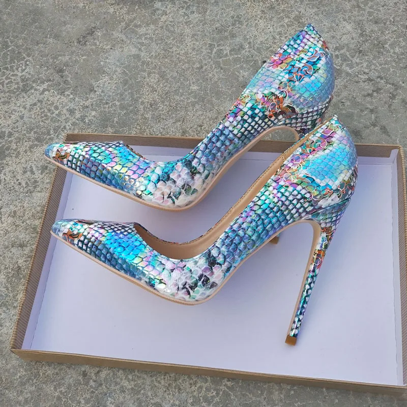 

Keshangjia Fashion Women Sexy High Heel Pattern Snake Print High Heel Design Lady Dress Showes