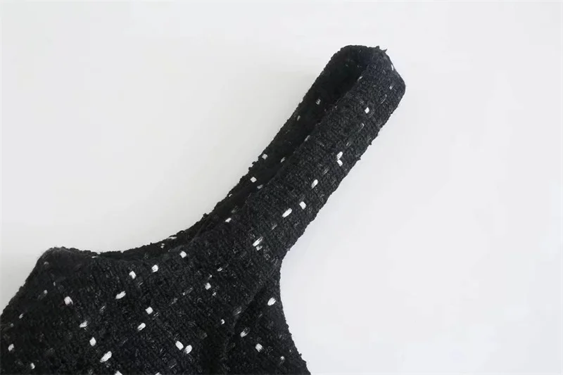 Твидовое клетчатое платье PUWD женское без рукавов с украшением из жемчуга модные