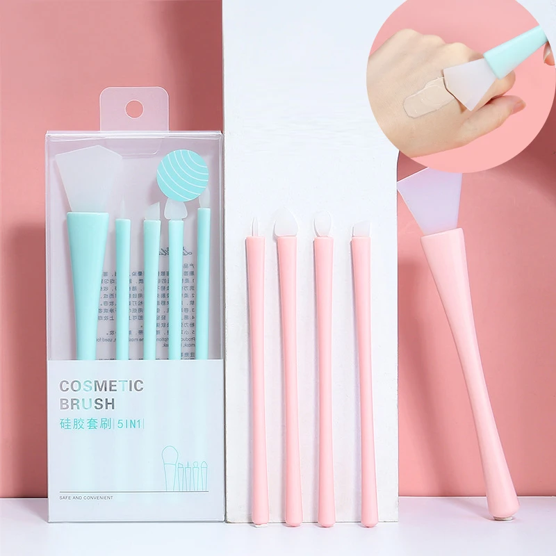 Набор силиконовых кистей для макияжа 5 шт. растушевки теней век подводки маски