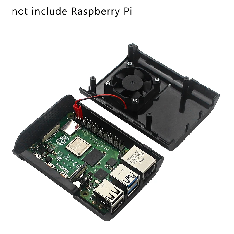 Чехол Raspberry Pi 4 ABS черная прозрачная коробка пластиковый защитный корпус