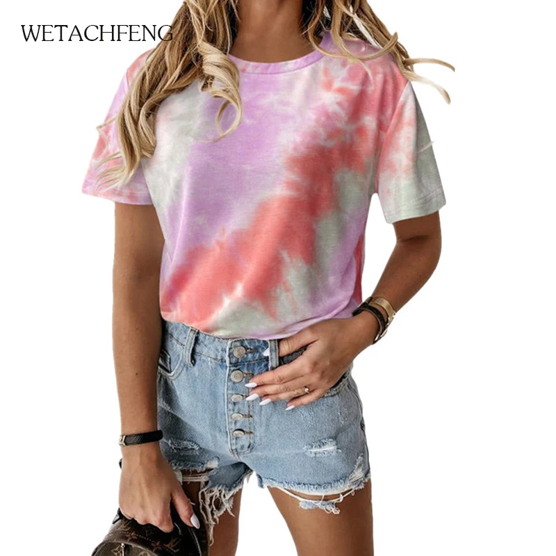 Женская летняя обувь галстук бабочка Дэй футболки с круглым вырезом и принтом