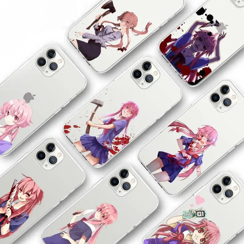 

Mirai Nikki anime Phone Case Transparent for iPhone Samsung S 11 12 6 7 8 9 10 20 Pro X XS Max XR Plus lite Clear mobile bag