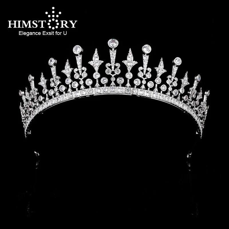 

Himstory Stunning Princess Full Zircon Brides Crowns Tiaras Crystal Headpieces Wedding Hair Accessories Prom Hair Jewelry Gift