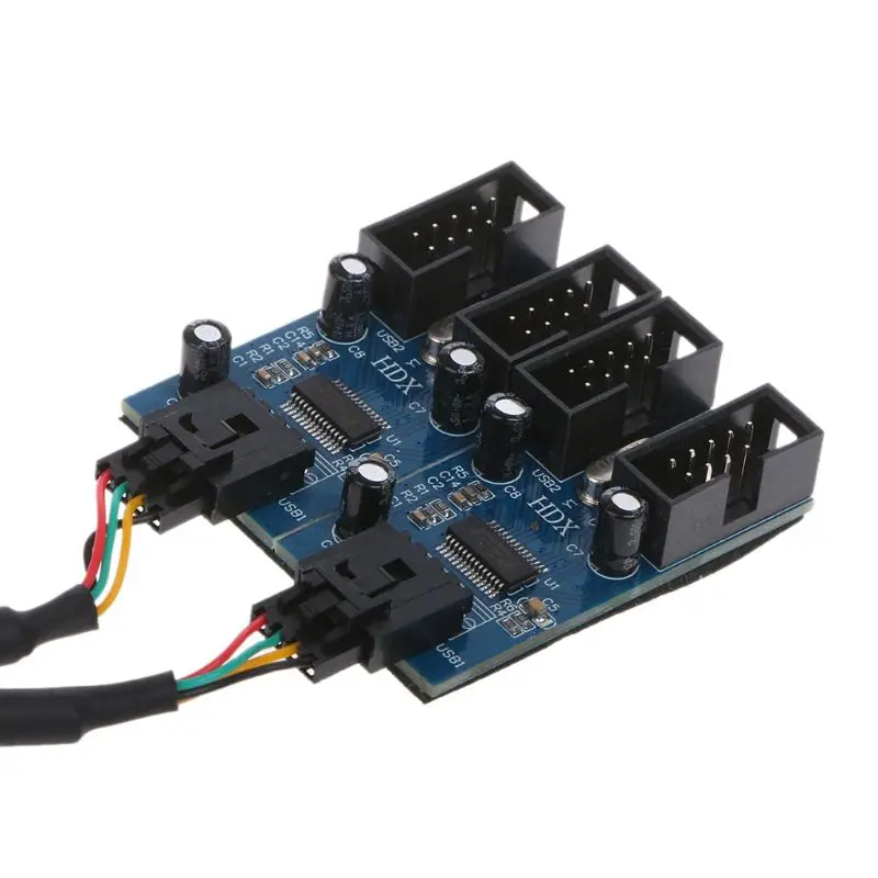 

PC Case Internal 9-Pin USB 2.0 Male 1 To 4 Female Splitter PCB Chipset Extender