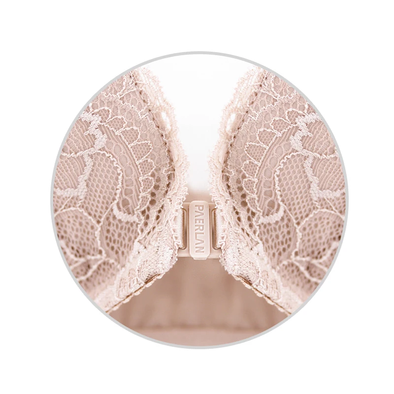 Khaki Underwear Panties Set Lace Lycra Underwire Thick No Steel Ring Bra Embroidery Sexy Deep V Neckline Lingerie | Женская одежда