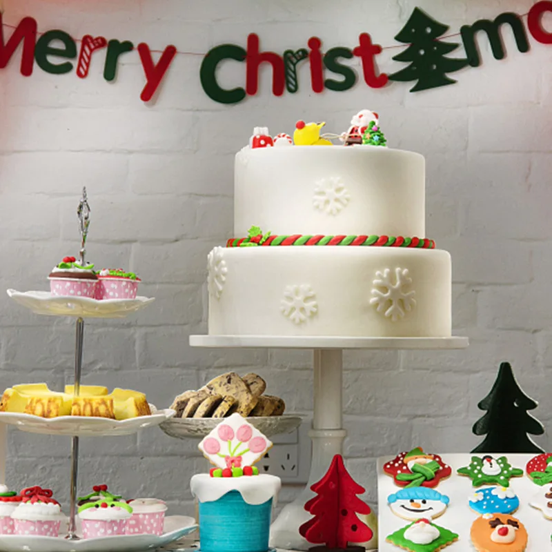 3Pcs Christmas Snowflake Cookies Biscuit Mold Fondant Sugar Craft Plunger Cookie Cutters Xams Snow Cupcake Cake Decorating Tools | Дом и сад