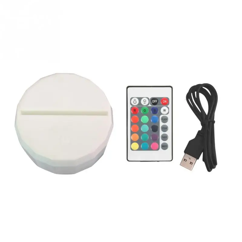 White with remote Сенсорный переключатель, современный черный USB кабель с пультом дистанционного управления, Ночной светильник, акриловый 3D светодиодный ночник, собранная база, замена - Испускаемый цвет: White with remote