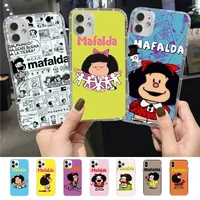 hot mafalda cute girl phone case for iphone 11 12 13 mini pro xs max 8 7 6 6s plus x 5s se 2020 xr case