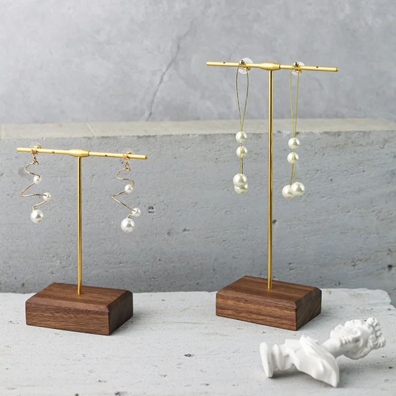 

Surprise Price Type T Black Walnut Metal Necklace Stand Jewelry Display Stand Show Props Earrings Necklace Bracelet JewelryStand