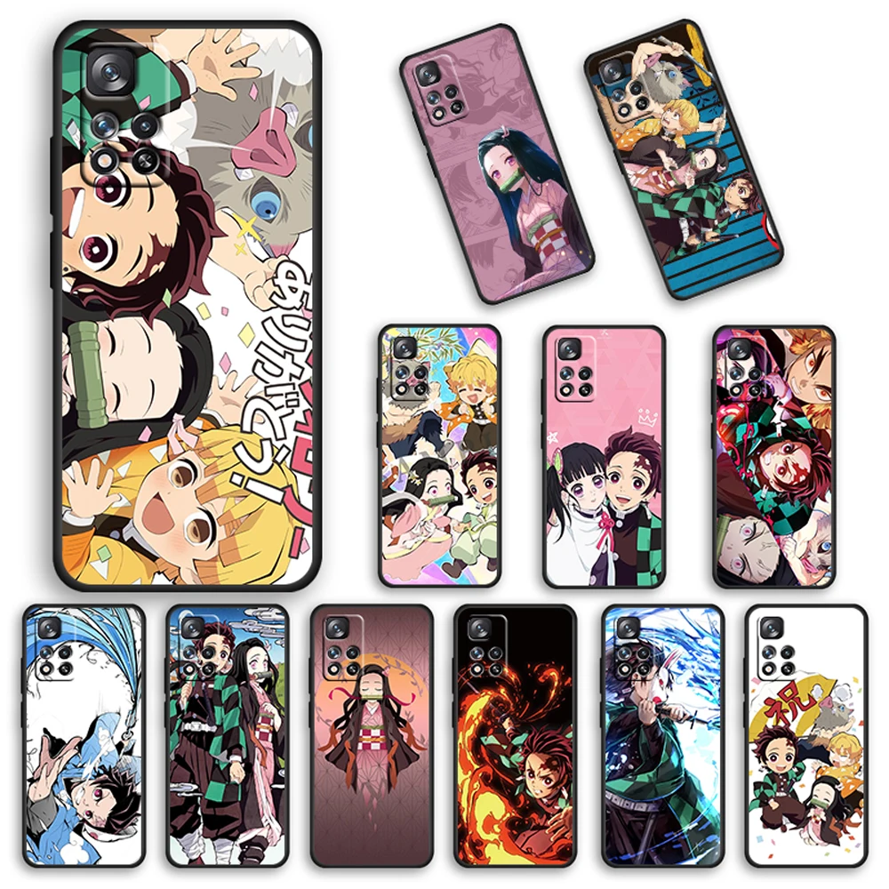 

Japanese anime Demon Slayer For Xiaomi Redmi 10 10X Pro 9T 9C NFC 9A 9 8A 8 7 6 5 Plus 4X Silicone Soft Black Phone Case