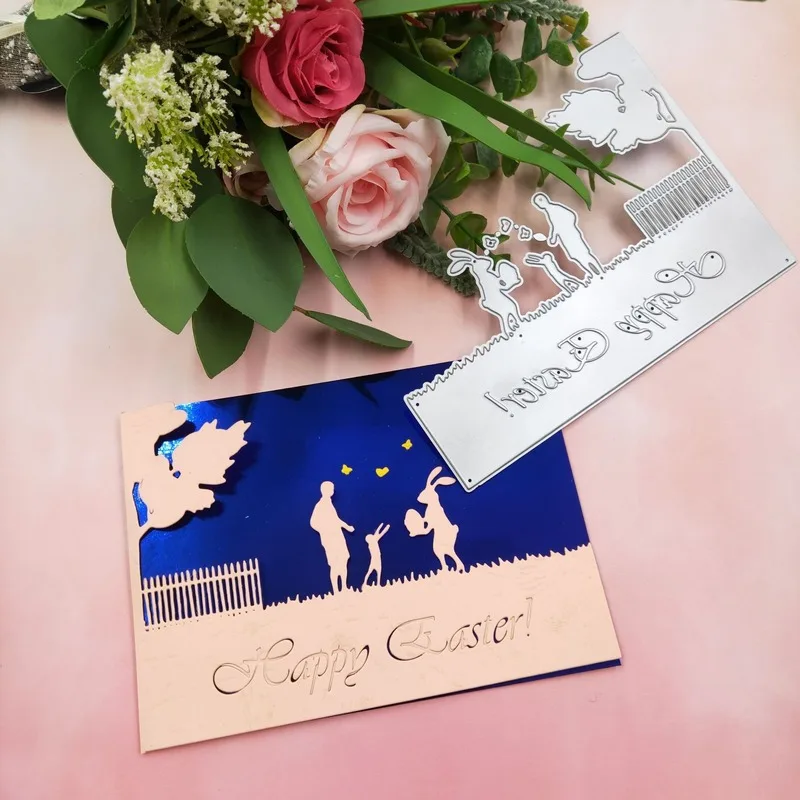 Счастливые Пасхи Вырубные штампы металлические трафареты для DIY штамп