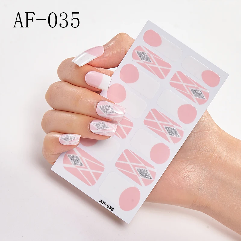 14 наконечников/Лист Модный цветной стикер для ногтей Французский Полный лак
