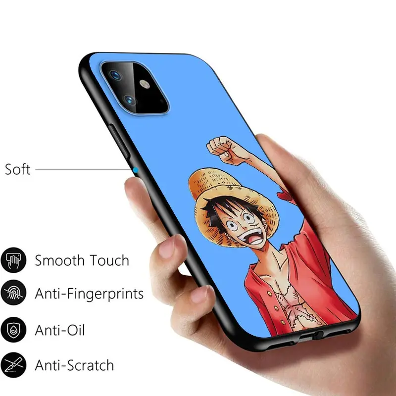 

Anime One Piece For Apple iPhone 12 11 Pro Max mini XS Max XR X 8 7 6 6S Plus 5S SE 2020 Soft Black Phone Case