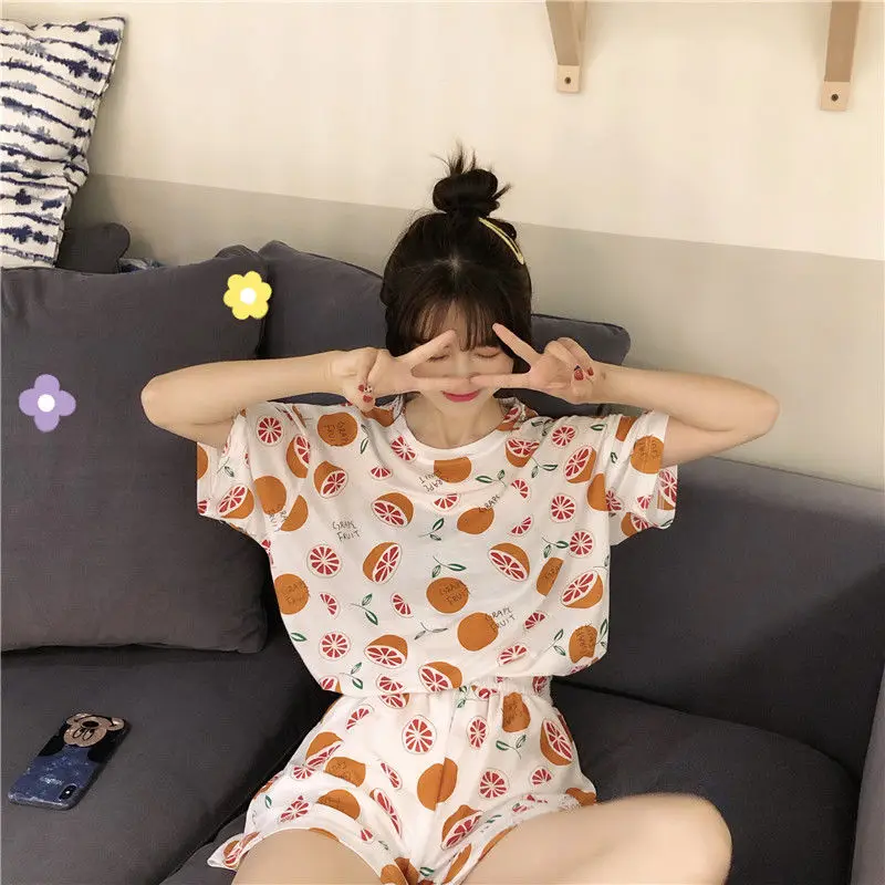 

Han Feng summer and autumn Pajama suit two piece lovely loose short sleeve long sleeve home suit for female students