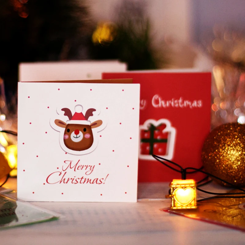 12 шт./упак. рождественские изображениями оленей noel дерево поздравительные