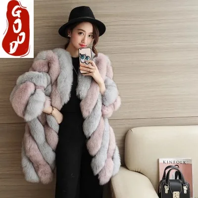 

AYUNSUE 2021 New Winter faux fur coat Women Fluffy Imitation Fox Fur Jacket Outerwear Overcoat colete de pele do falso