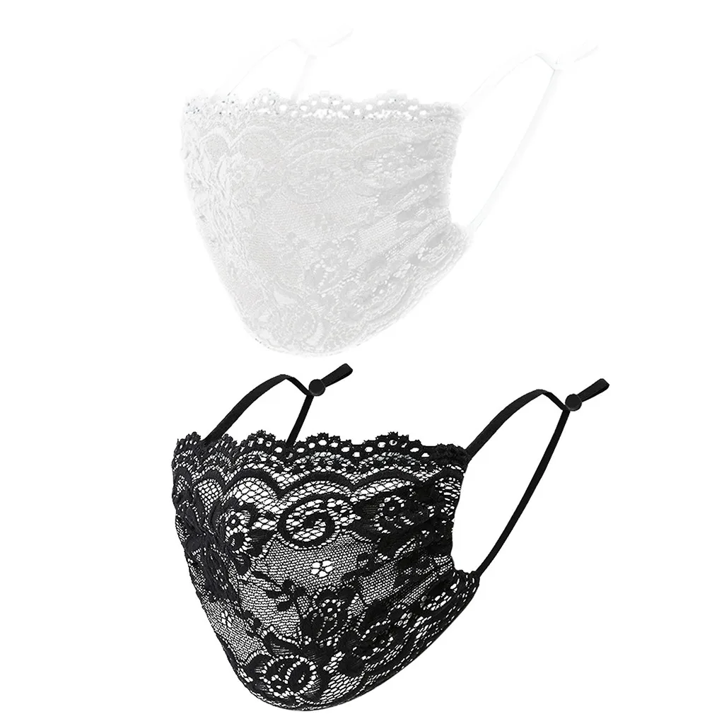 2 шт. летние кружевные женские противопылевые маски для лица модные черные