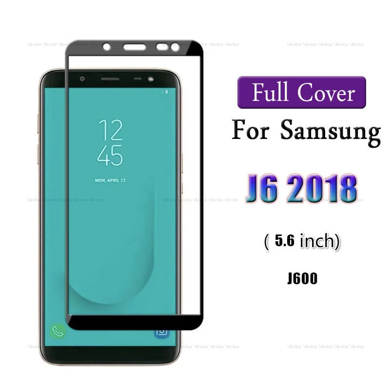 Защитное закаленное стекло для Samsung Galaxy J6 2018/J6+ с черной/белой/золотой