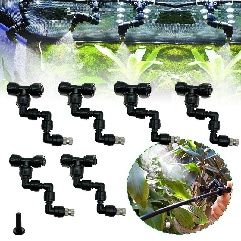 6Pcs Terrarium Adjustable Misting Nozzles 360 Degree Rotating Fogger Sprinkler For Reptiles Greenhouse Quick Connectors