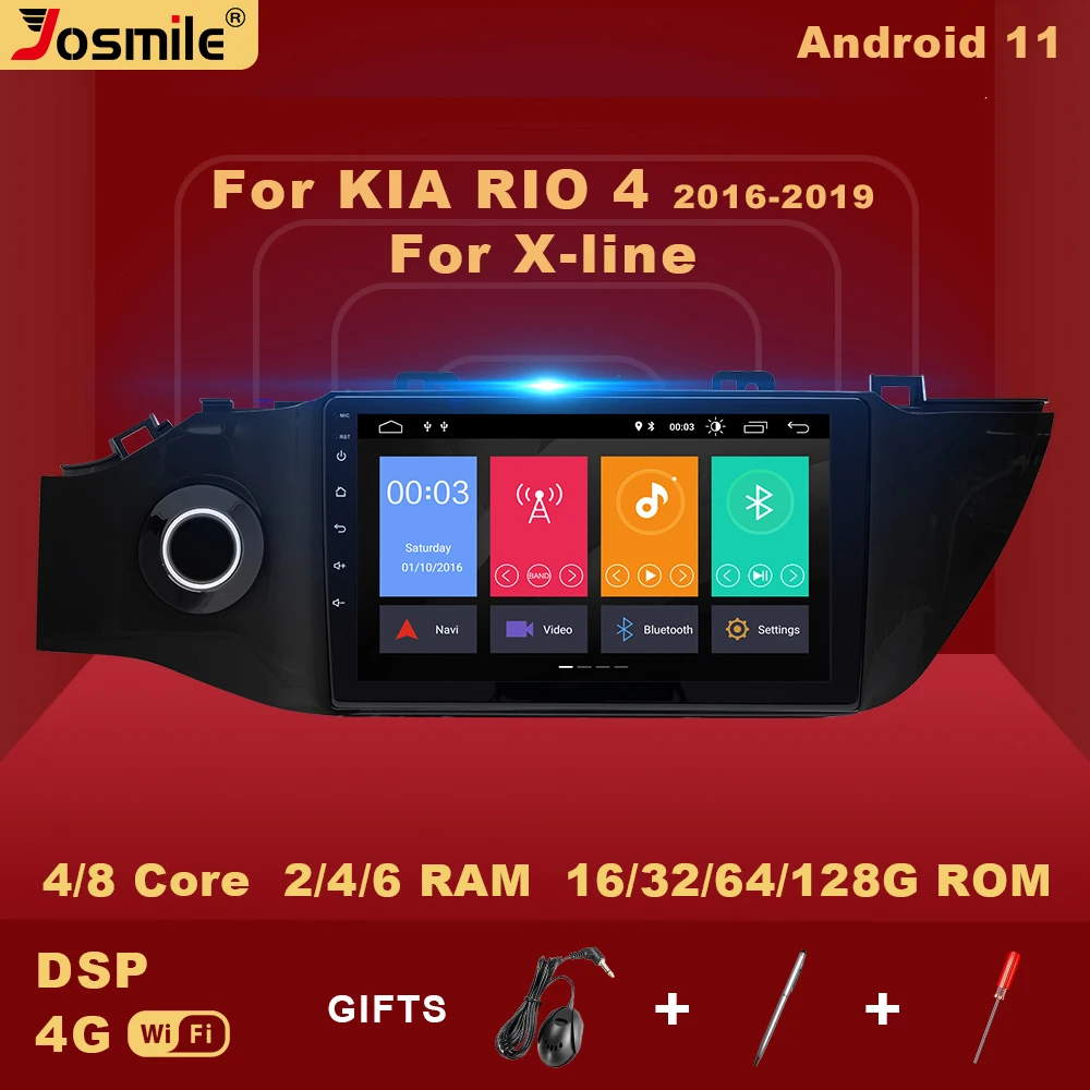 

2 din Android 11 Car Multimedia Player for KIA RIO 4 x-line 2016-2019 Radio Video GPS AI Voice Control DSP 4G Carplay no DVD