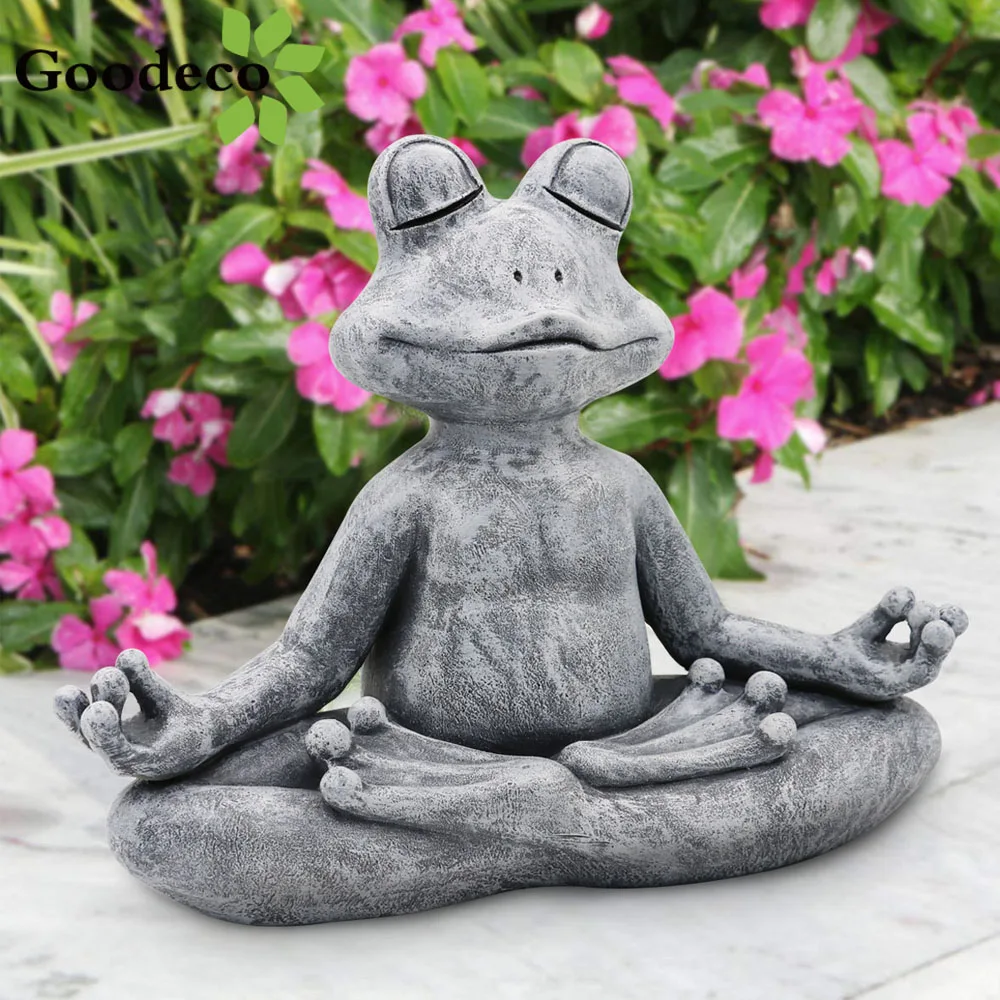 

NEW Goodeco Garden Frog Figurine Resin Zen Yoga Frog Jardin Statue Garden Decoration Outdoor Sculpture Home Decor Indoor