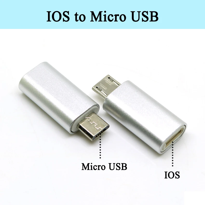 Micro Silver 1 шт. для iPhone Micro usb type-C Мужской зарядный кабель из алюминиевого сплава конвертер зарядный разъем адаптер для телефона Android - Цвет: Micro Silver
