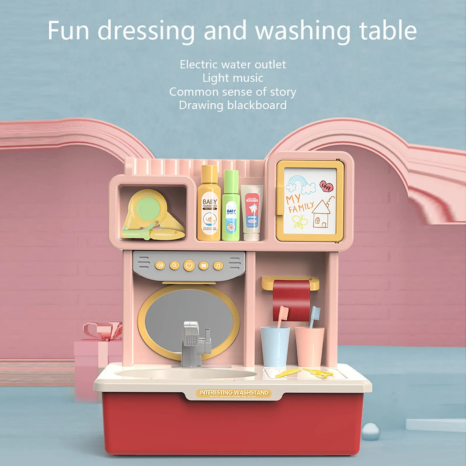 

The Electric Faucet Of Dressing And Washing Table Gives Water Toys Kids Play house toys juguetes